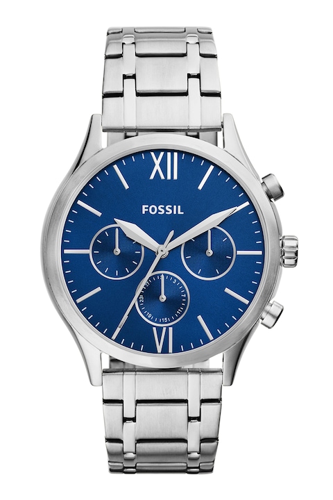 Fossil, Милтифункционален часовник с метална верижка, Сребрист