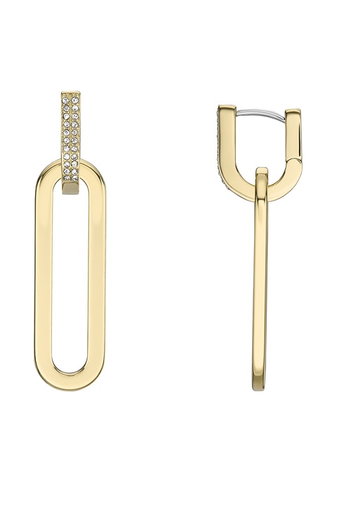 Fossil, Cercei de otel inoxidabil decorati cu cristale, Auriu