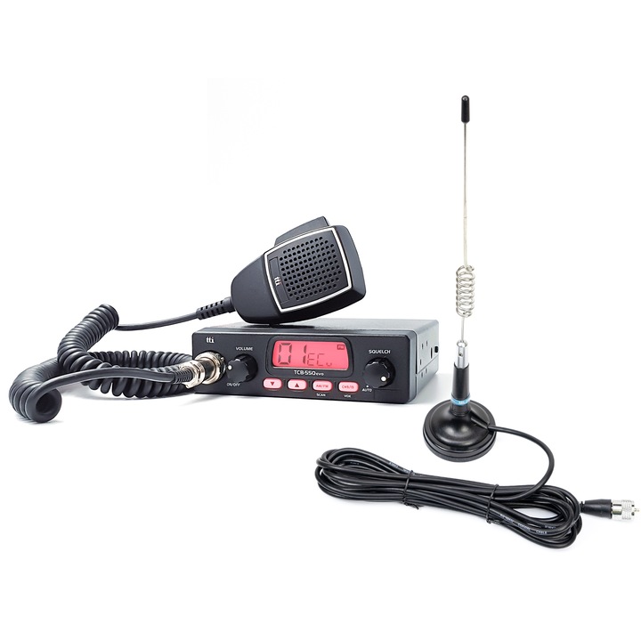 CB радиостанция TTi TCB-550 EVO, DSS, VOX, NB, 12-24V и CB антена PNI ML29, 34см с включен магнит и кабел