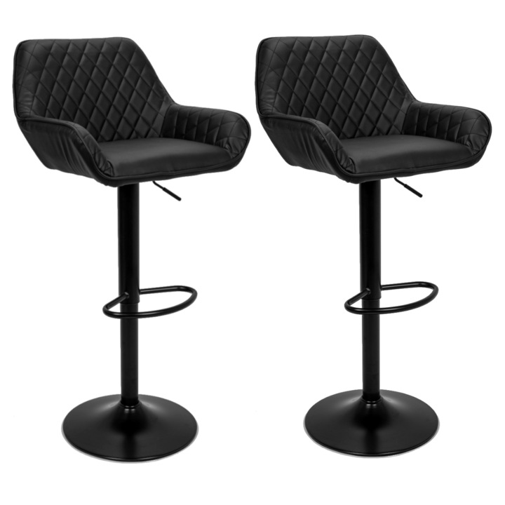 Set 2 scaune de bar, 34 x 35 x 108 cm, Viking, Shot, negru/negru