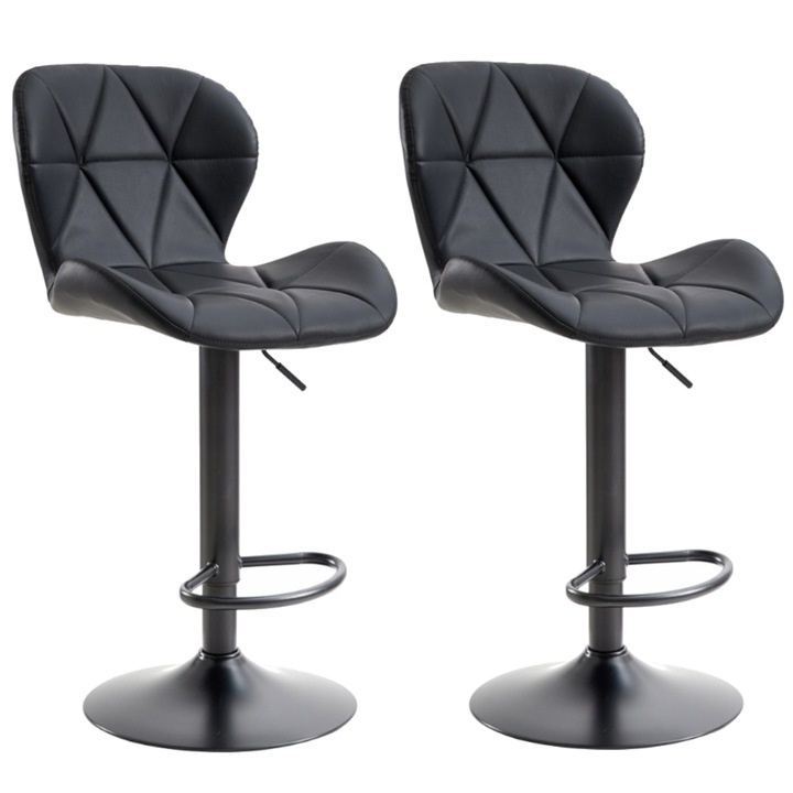 Set 2 scaune de bar, 36 x 43 x 107 cm, Viking, Pina, negru