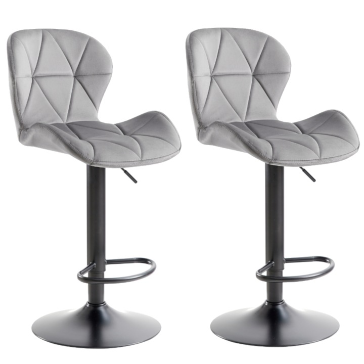 Set 2 scaune de bar, 36 x 43 x 107 cm, Viking, Pina, gri/negru