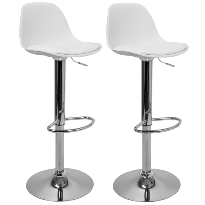 Set 2 scaune de bar, 31 x 38 x 101 cm, Viking, Porto, alb/argintiu