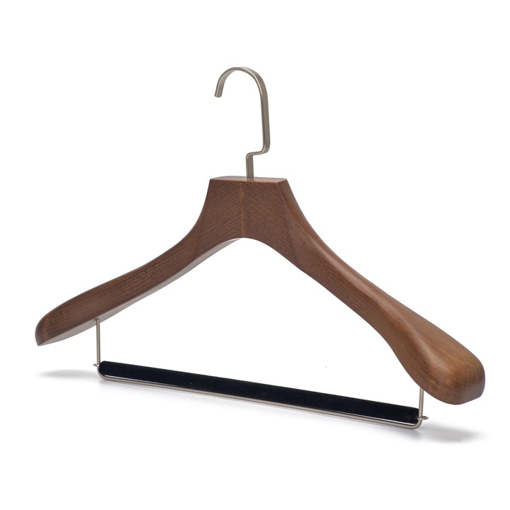 UniqueUtil Luxury Edition закачалка от буково дърво с широки рамене за костюми с лента за панталони, ретро