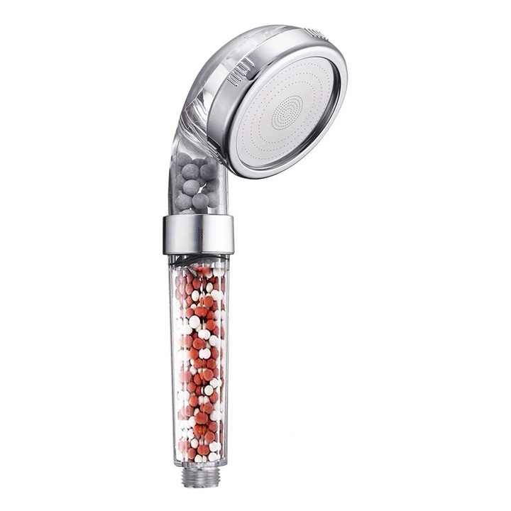 Cap de dus cu filtru activ ionic, 3 moduri de jet, transparent, TK0101