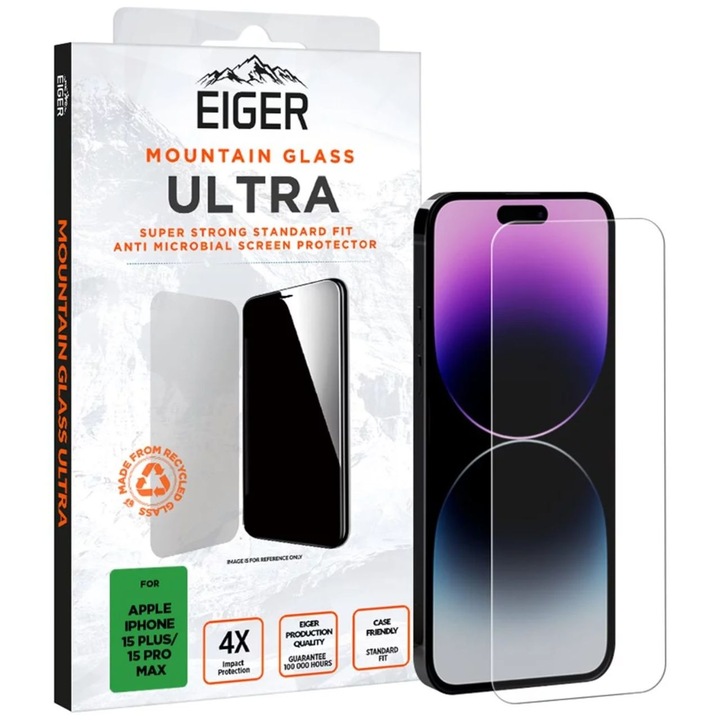 Eiger Glass Film 2.5D Mountain Glass Ultra kompatibilis az iPhone 15 Plus / 15 Pro Max Clear telefonnal