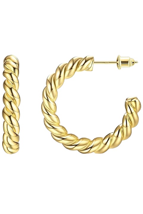 Kerek cirkon fülbevaló, Sundiguer, kreatív geometria, 24 mm, C, réz, arany