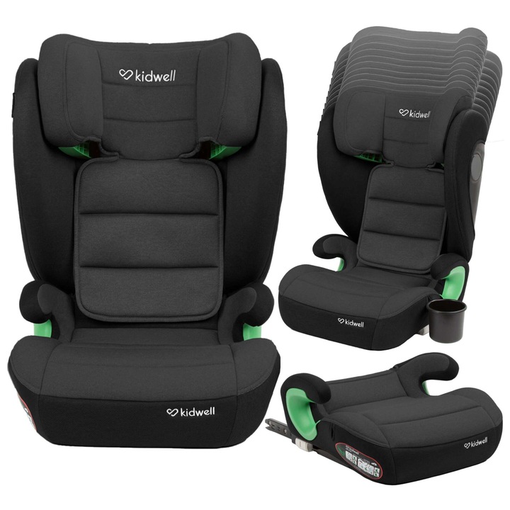 Kidwell Weston ISOFIX 2in1 átalakítható biztonsági Gyerekülés pohártartóval 15-36kg - fekete-szürke