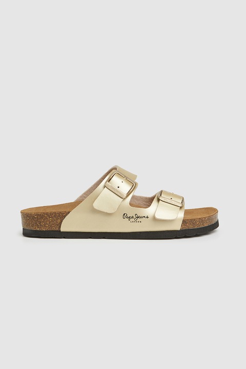 Pepe Jeans London, Papuci cu barete cu catarama, Auriu, 37