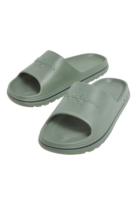 Pepe Jeans London, Papuci cu logo, Kaki, 40