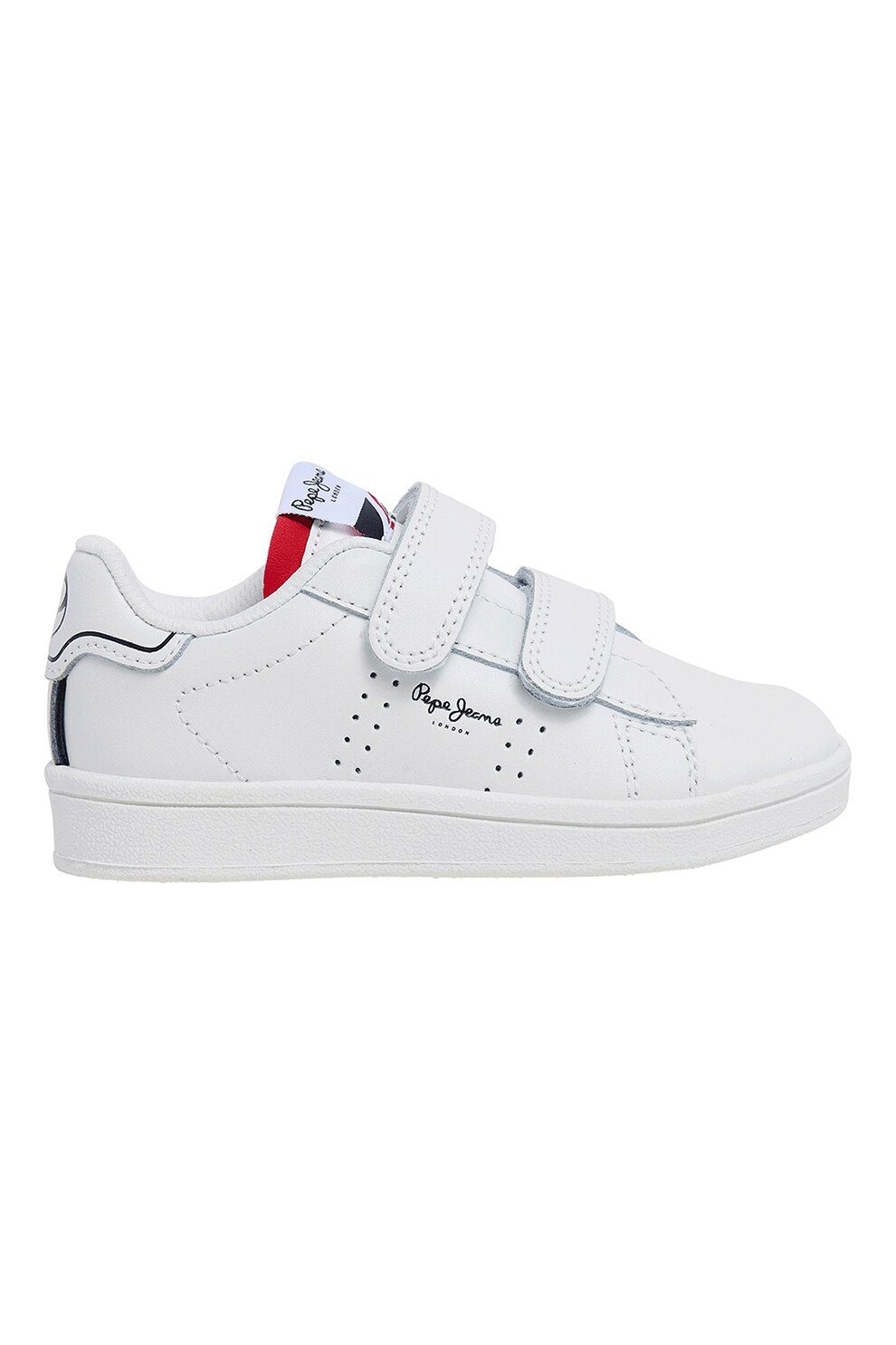 Pepe Jeans London, Pantofi sport de piele cu velcro, Alb, 24 EU