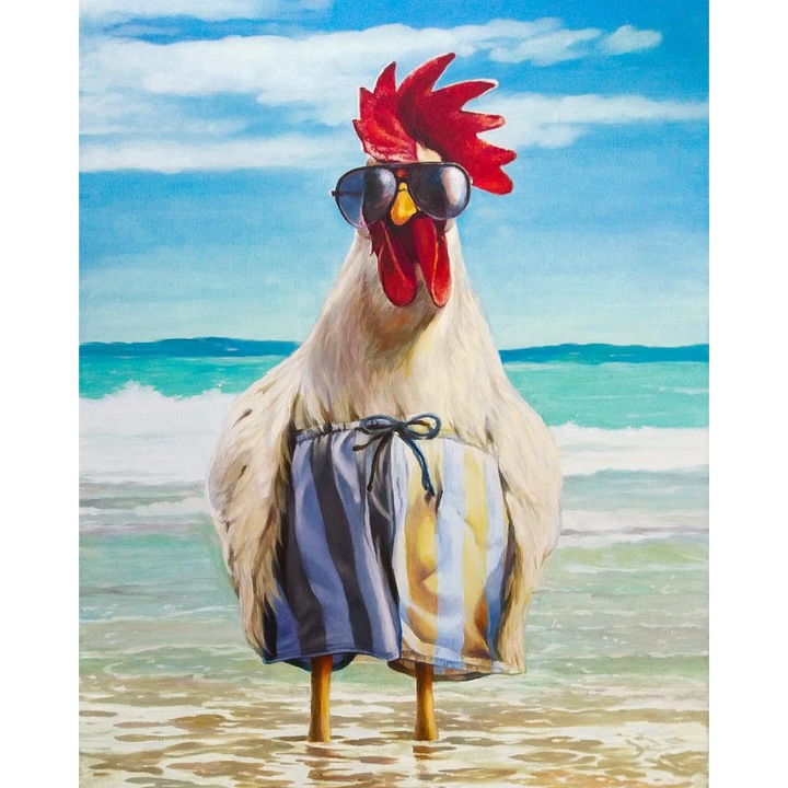 Рисуване по номера ITA ART, Стилен петел, 40х50см, Многоцветен