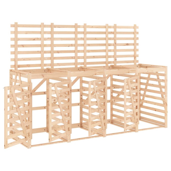 Magazie cvadrupla depozitare cos de gunoi vidaXL, lemn masiv de pin 37.45 kg 3157697