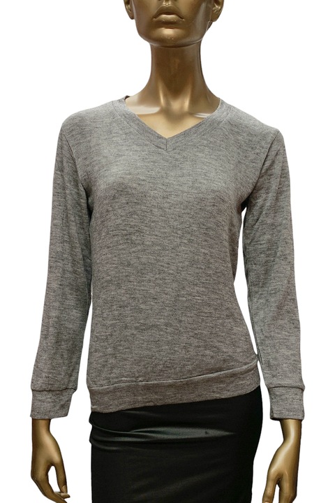 Bluza pentru femei JUP *16251014 10-430/431, decolteu in V, maneca lunga, S/M, gri