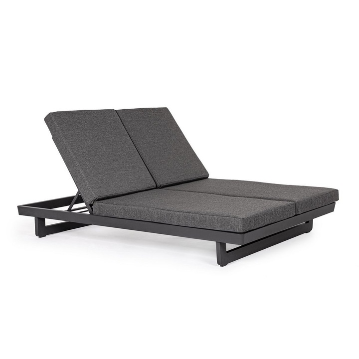 Antracit szürke textil alumínium heverő Infinity 142x195x95 cm