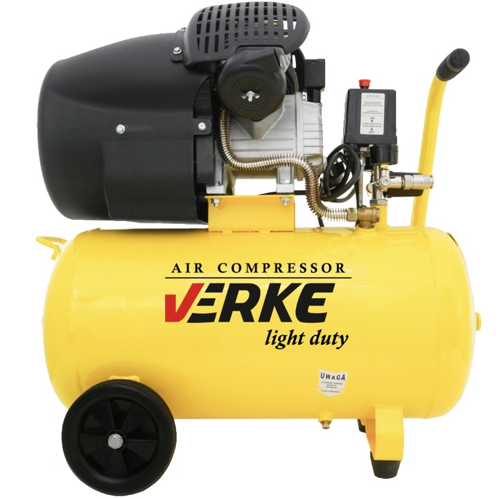 Compresor 50 litri, 2 pistoane pe ulei, 230V, 440 L/min, presiune 8 bari, Verke