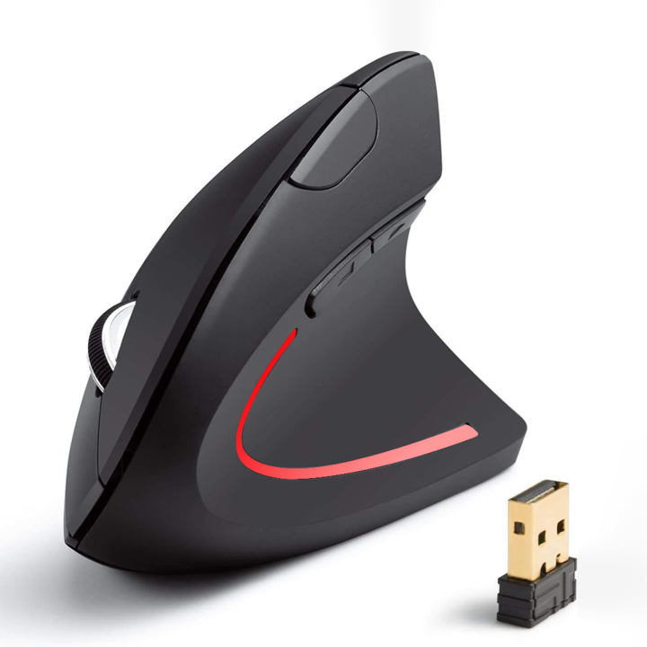 Mouse ergonomic, design vertical, mouse optic fara fir de mare viteza de 2, 4 GHz, 6 butoane, foloseste 2 * baterii AAA