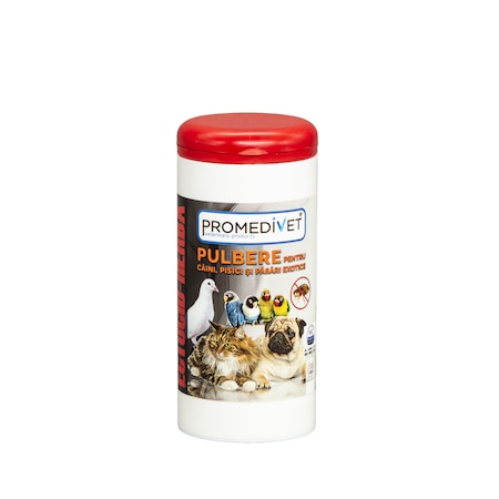 Pulbere Antiparazitara Naturala Ectocid Herba impotriva Capuselor, Puricilor, Paduchilor pentru Caini, Pisici si Pasari de Colivie 50g