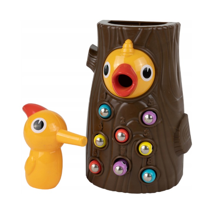Joc de indemanare cu magnet, Hraneste puii de ciocanitoare, Multicolor