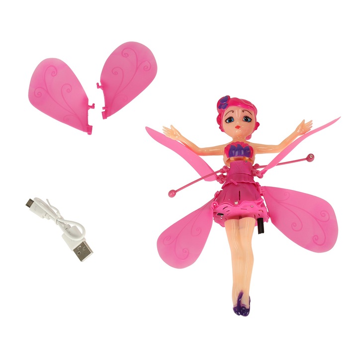 Интерактивна играчка летяща кукла, Zola, USB зареждане, розова, препоръчителна възраст 14 години +, 19 см