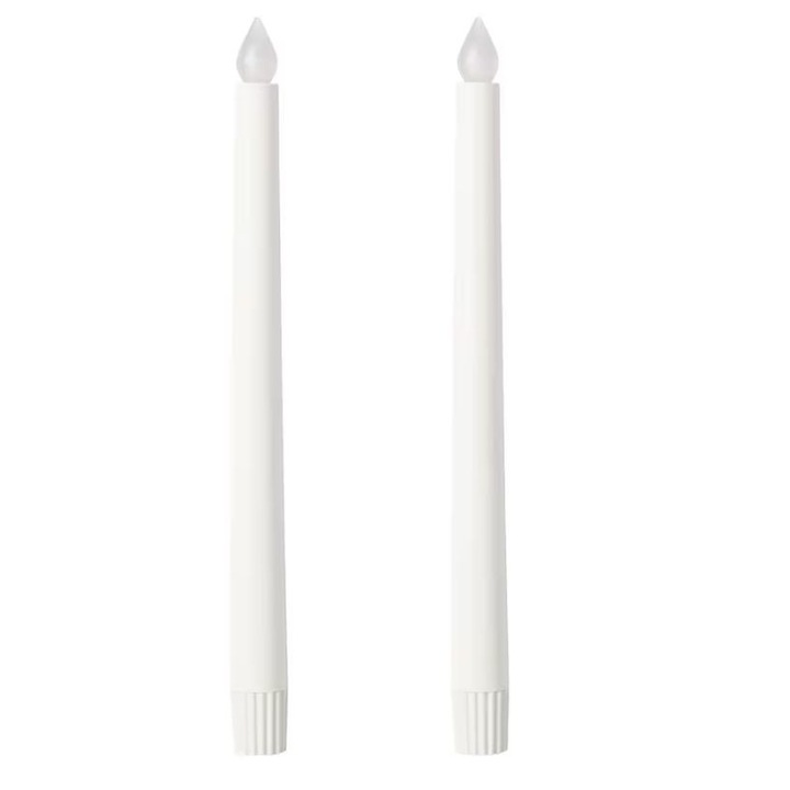 Set lumanari decorative LED tip bloc, 2 buc, alb, 27 cm, necesita baterii