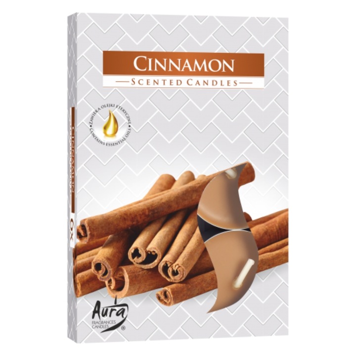 Комплект от 6 ароматни свещички във формата на хапчета с аромат на канела