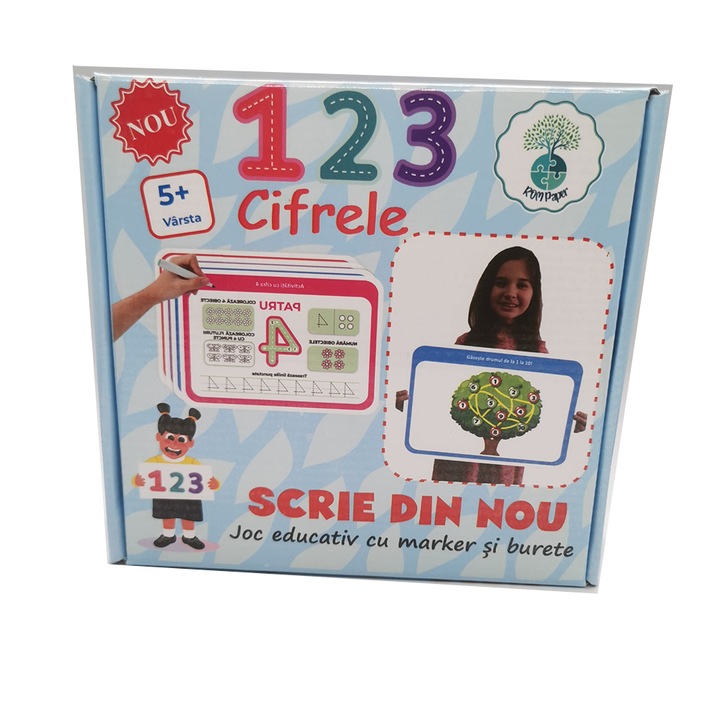 Joc Educativ cu marker si burete, Scrie din Nou, Cifrele