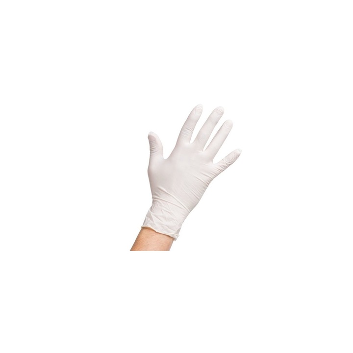Manusi latex pudrate, marime L-XL, albe, 10/punga