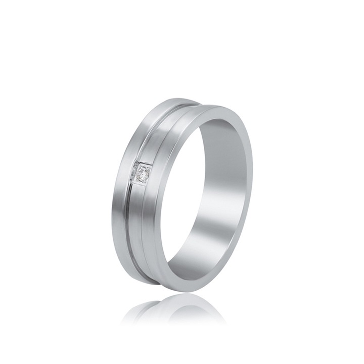 Xuping, Elegáns, platinával bevont rozsdamentes acél gyűrű, cirkónia kővel, - 7US (SN00006)