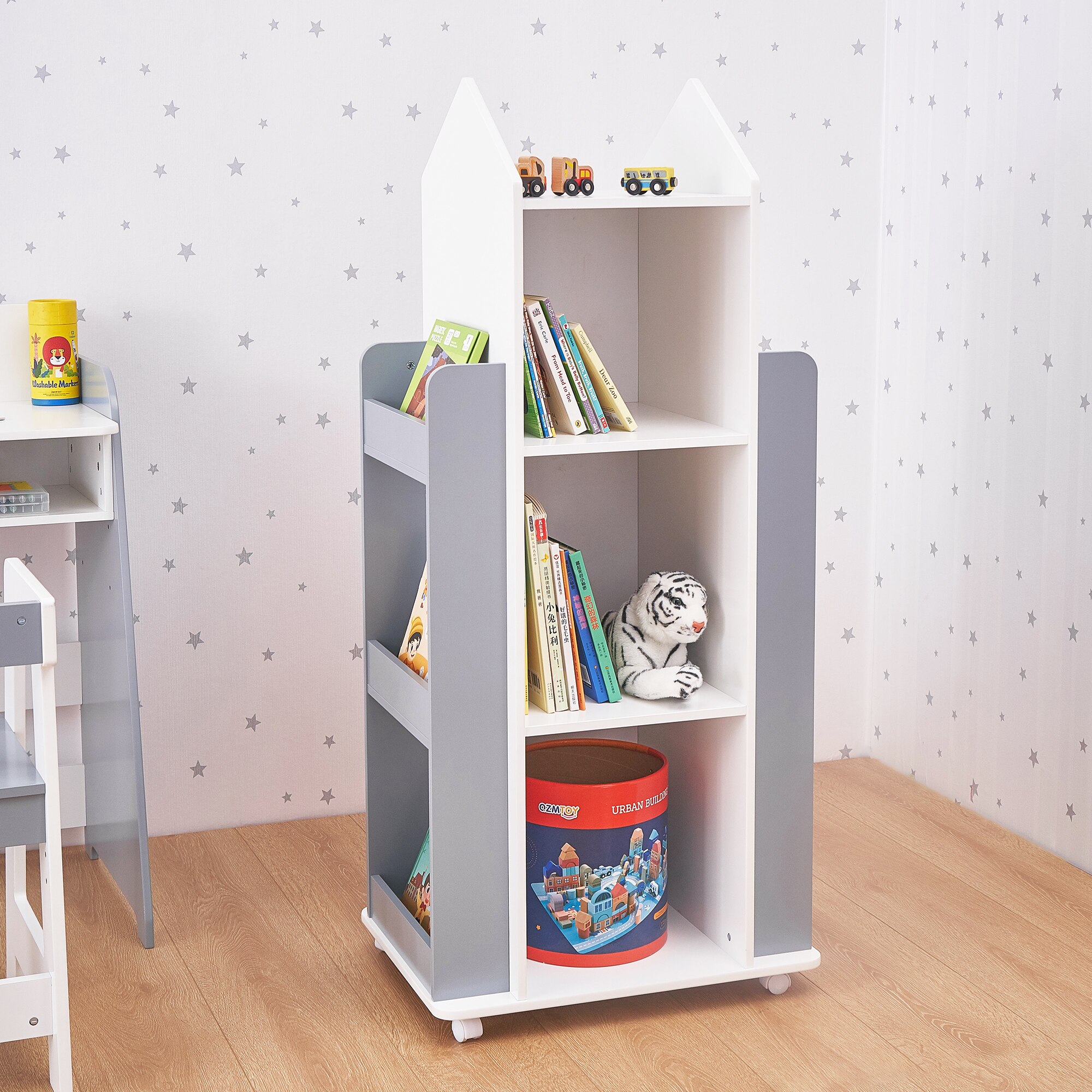 Organizator pentru copii GINGER HOME, rotativ 360°, alb, gri - eMAG.ro