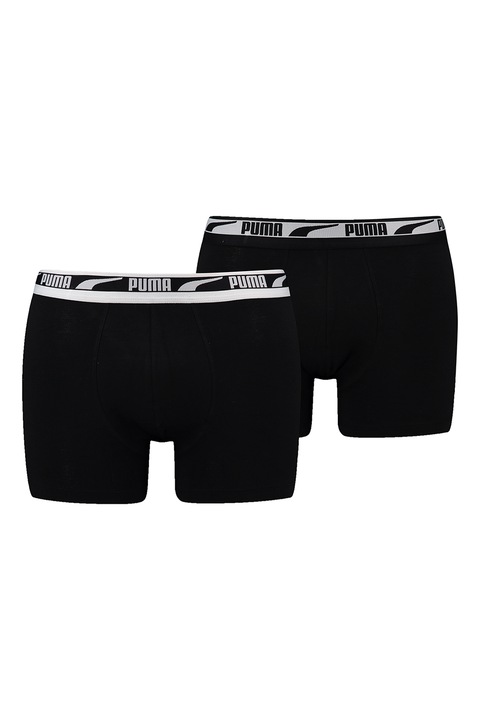 Puma, Set de boxeri cu logo - 2 perechi, Alb/Negru
