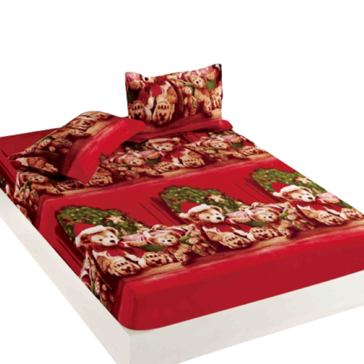 Чаршаф за легло и 2 калъфки за възглавници Jojo Home, Фина материя, 2 лица, 3 части, Plus Toys, 160x200см, Многоцветни