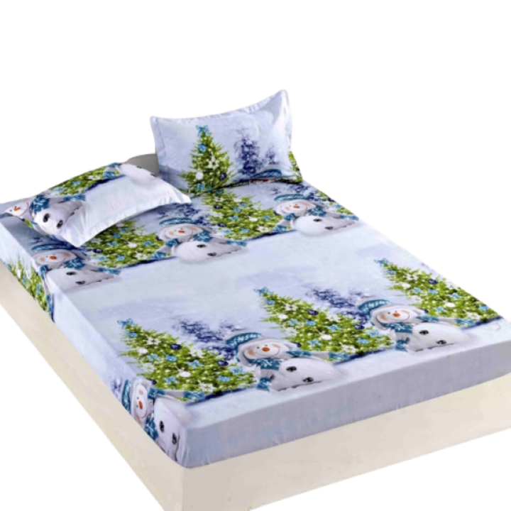 Покривало за легло и 2 калъфки, Jojo Home, Finet, 2 лица, 3 части, Снежен човек, 160x200см, Многоцветен