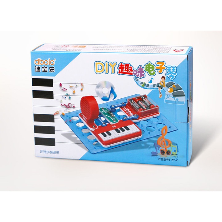 Kit Circuite Electronice pentru Copii Dbolo Piano, Educativ, STEM, 20 proiecte, 18 piese, +3ani