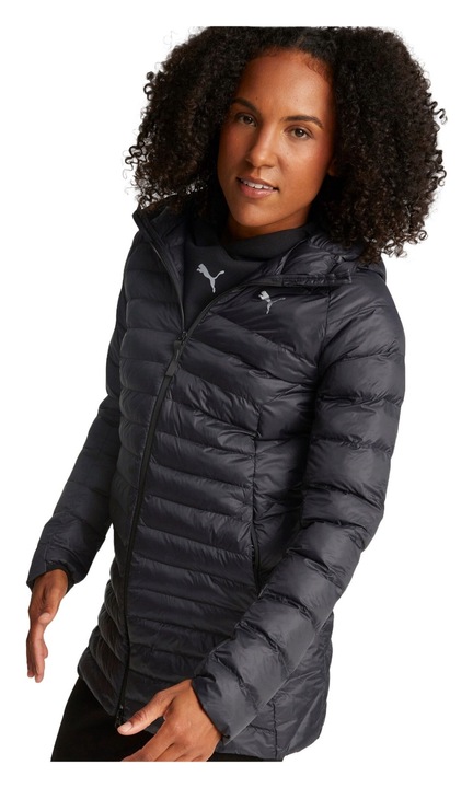 Puma, Geaca lunga cu gluga si finisaj rezistent la apa PackLITE, Negru