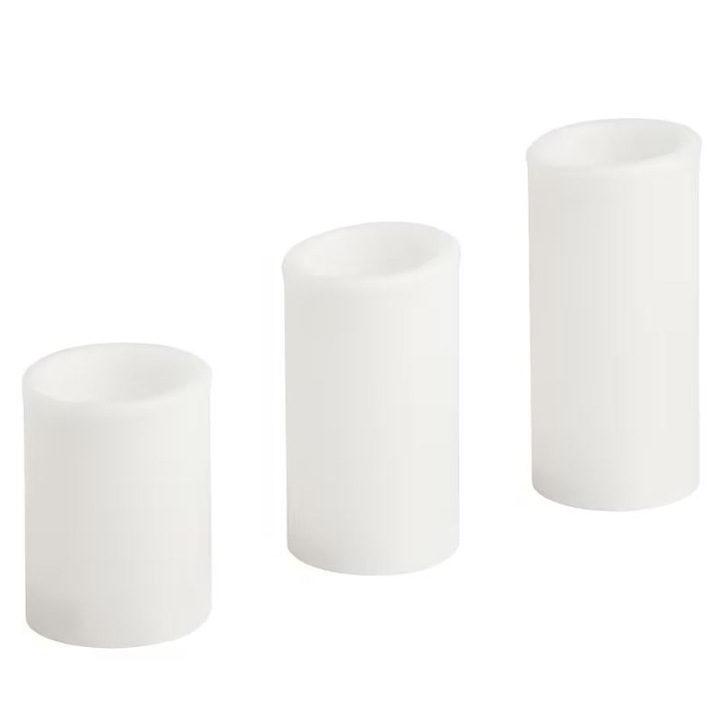 Set lumanari decorative LED tip bloc, 3 buc, alb, interior, necesita baterii