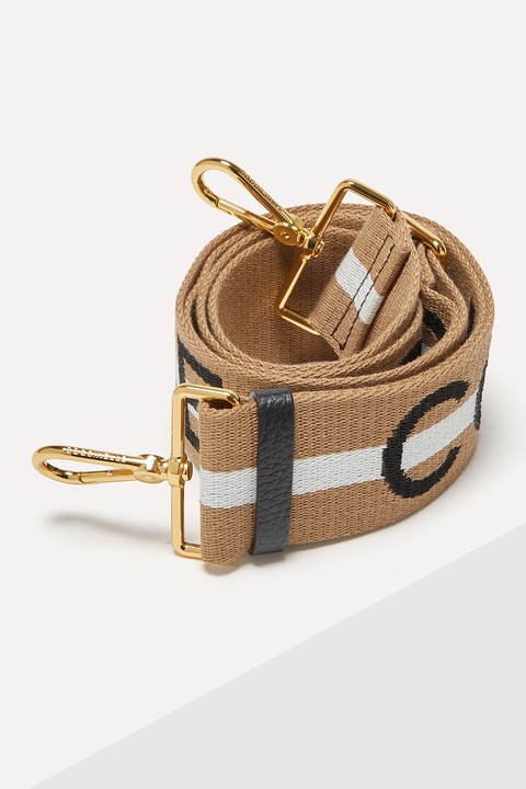 COCCINELLE, Logómintás állítható pánt, Fekete, Fehér, Karamellbarna