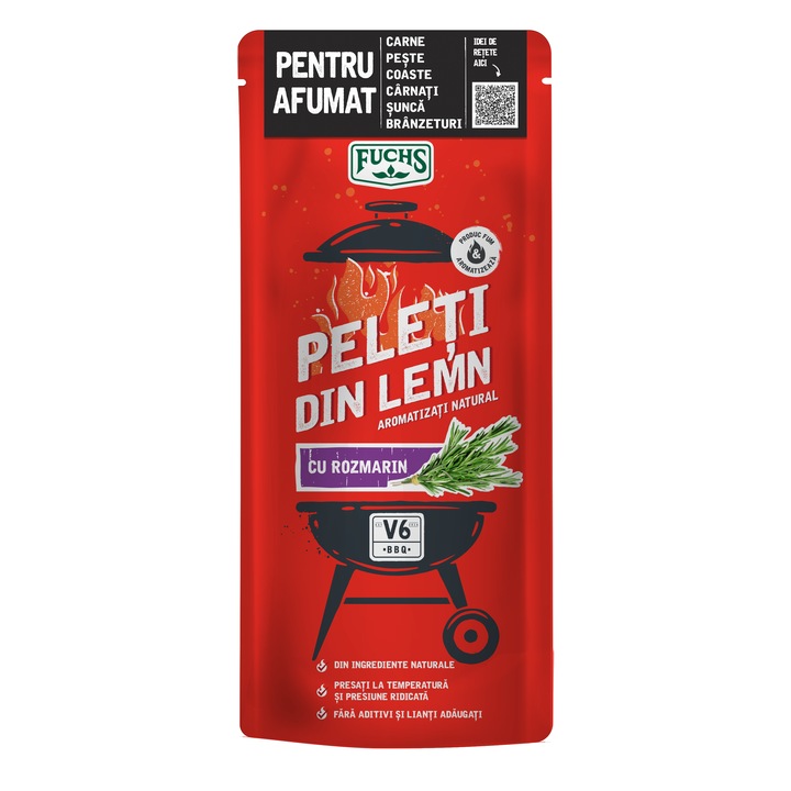 Peleti din lemn pentru afumare aromatizati natural cu Rozmarin, 500g, V6BBQ by Fuchs