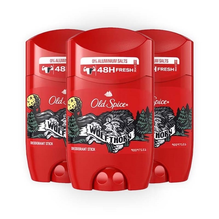 Pachet 3 x Deodorant stick Old Spice Wolfthorn, 50 ml