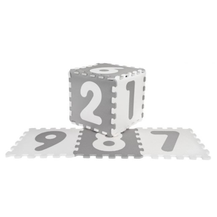 Covoras puzzle, Ramiz, Spuma, 9 cuburi, 32 x 32 x 1 cm, Gri