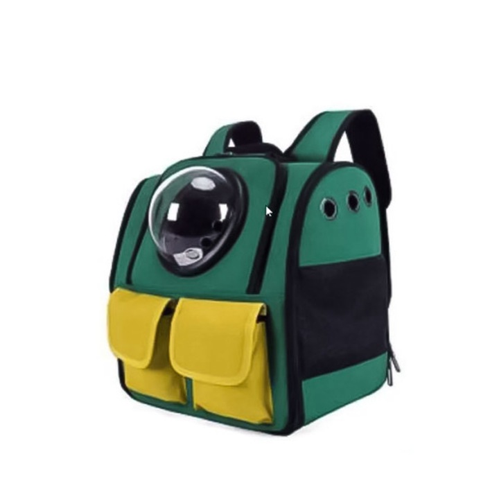 Hátizsák űrhajós buborékkal, elülső zsebekkel, zöld sárgával, 36 cm, Doty®