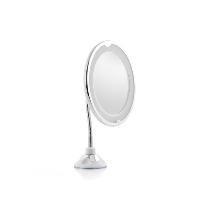 Гъвкаво LED огледало за грим с вендуза, 10x увеличение и осветление Q-TL113