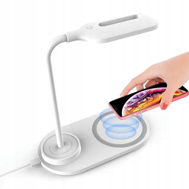 Satechi incarcator wireless magnetic si lumina de noapte Zenwire 2in1 Quick Charge 10W Zenwire 2in1, lampa de birou cu LED, 450 lm, reglarea luminozitatii in 3 trepte, pentru telefon