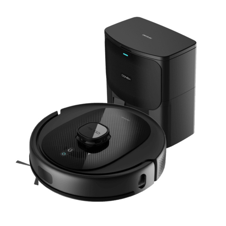 Робот прахосмукачка Cecotec Conga 8290 Immortal Ultra Power Home X-Treme 08612, 7000 Pa, iTech Laser Eye, Самопочистваща се основа, Автономност 280 минути, Прахосмукачка и моп, Черен