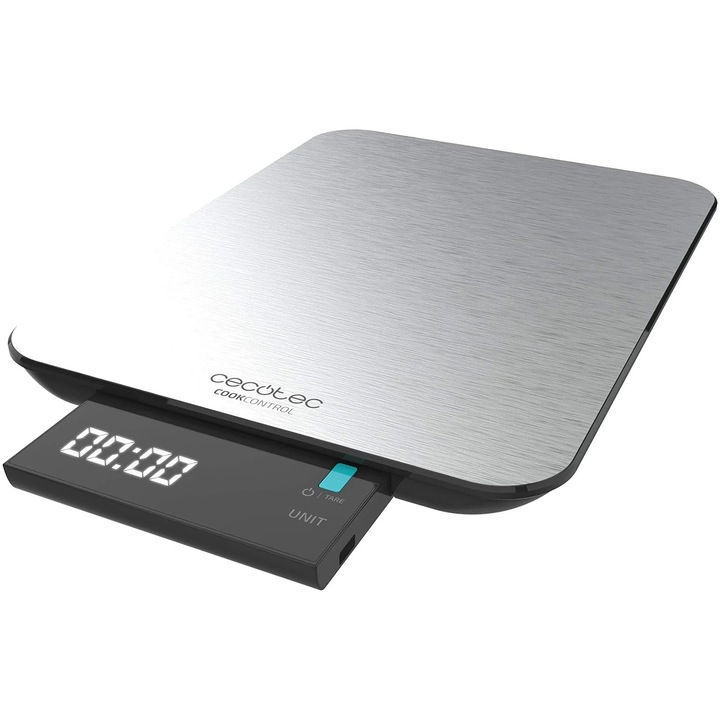 Кухненска везна Cecotec Smart Cook Control 9000 04098, Неръждаема стомана, 10 кг, Водоустойчива, За измерване на твърди и течни храни, Сребрист