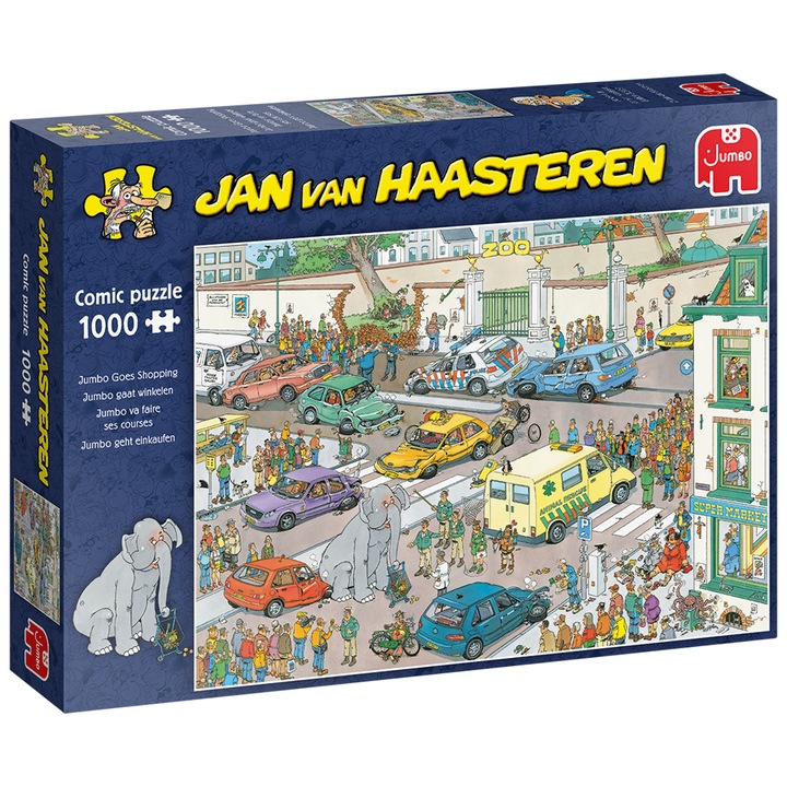 Пъзел 1000 части Jumbo - Jumbo Goes Shopping, Jan Van Haasteren
