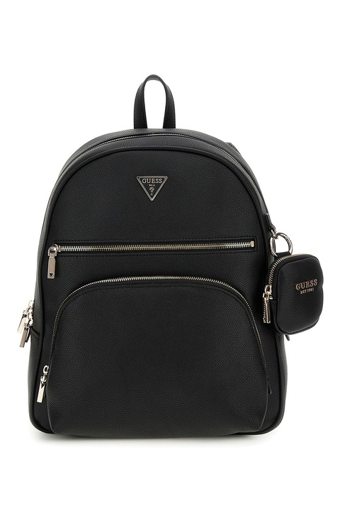 Guess, Rucsac de piele ecologica cu buzunare exterioare, Negru