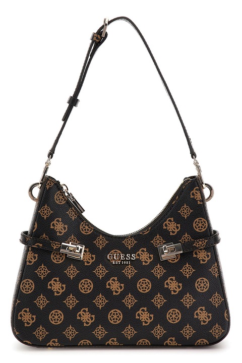 Guess, Ökológiai bőrtáska Loralee vállpánttal, Fekete, Barna