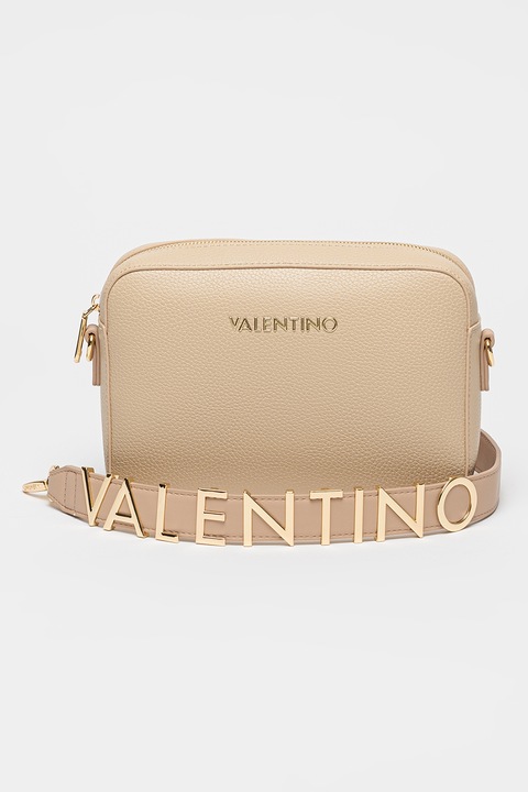 Valentino Bags, Чанта през рамо Alexia от еко кожа с метално лого, Светло бежово