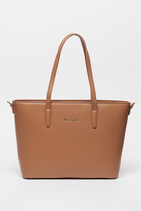 Valentino Bags, Geanta shopper din piele ecologica si bareta din material textil pentru umar Zero, Maro